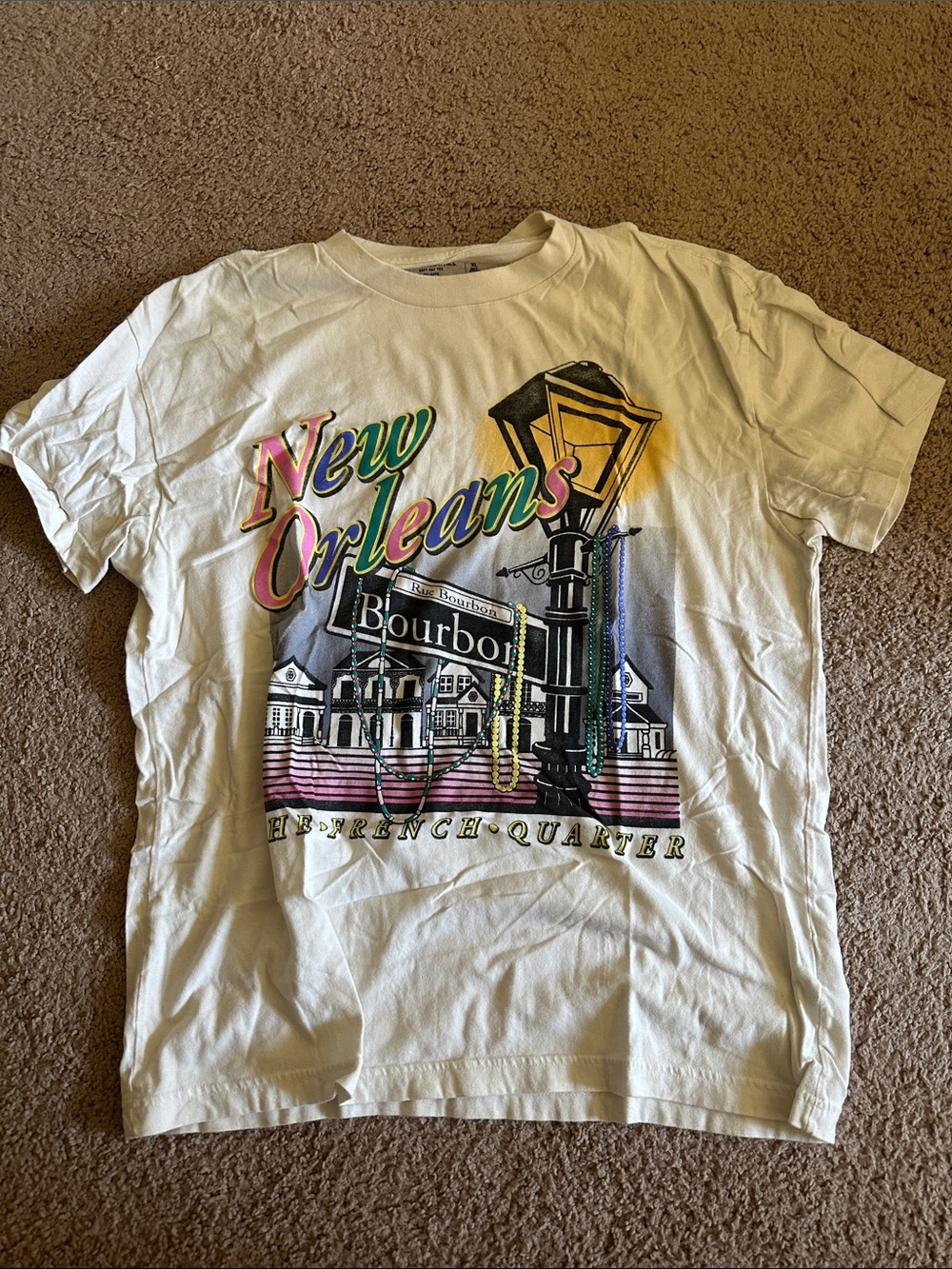 New Orleans Bourbon Street Graphic Tee - White